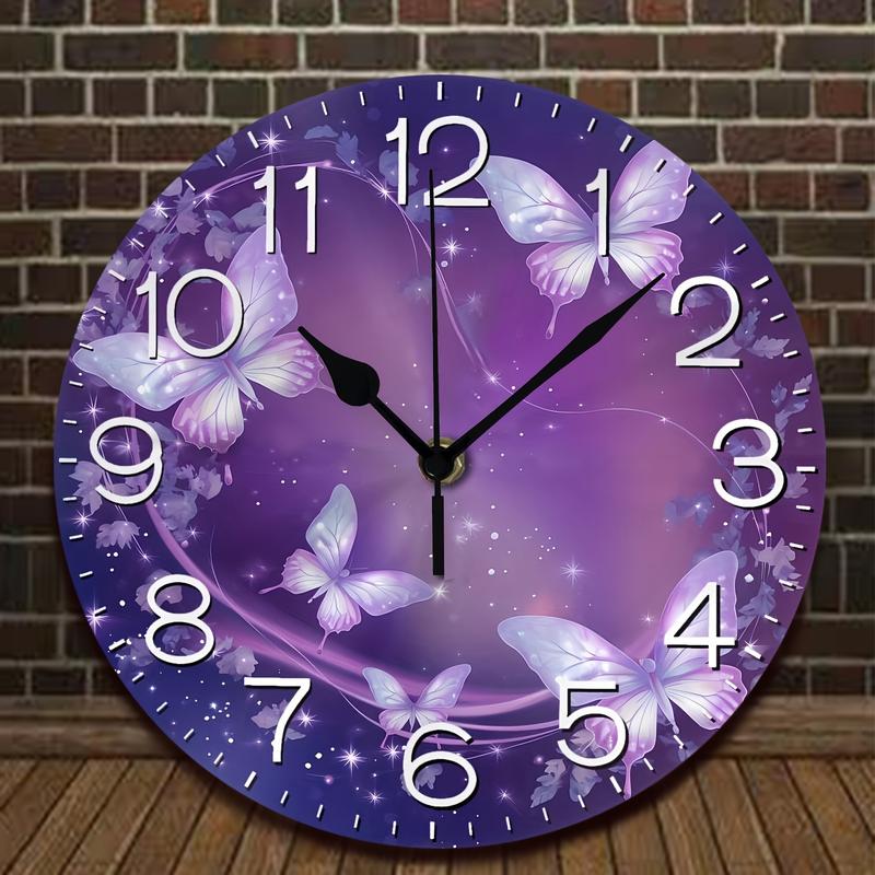 1pc 10in Silent Butterfly Decorative Wall Clock for Home Kitchen Bedroom Bathroom, AA Battery (Not Included)