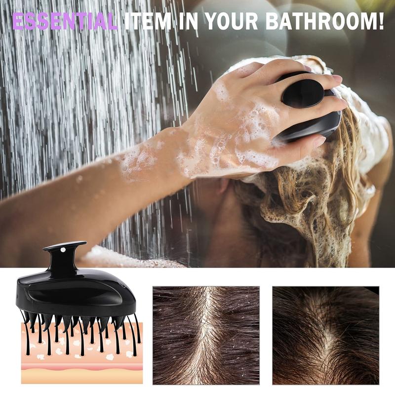 Shampoo Brush Scalp Scrubber Head Massager for Stress Relaxation Hair Growth, Shower Hair Brush for Women Men, Black