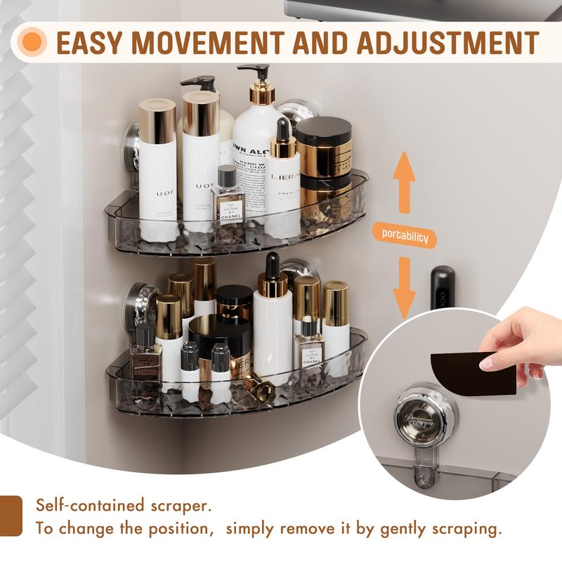 Fehokinch Suction cup Storage Holders & Racks, Space-Saving home supplies, suction cup shelf, wall-mounted bathroom floating shelf, shower dispenser soap organizer, corner shower caddy apply in bathroom washroom sink kitchen, easy install removal