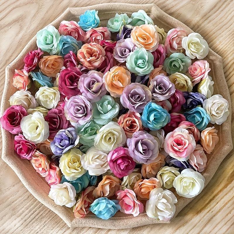 Random Color Artificial Rose Flower Head (10pcs), Simulated Rose Flower Head, Decorative Flowers for Home Wedding Party Decor