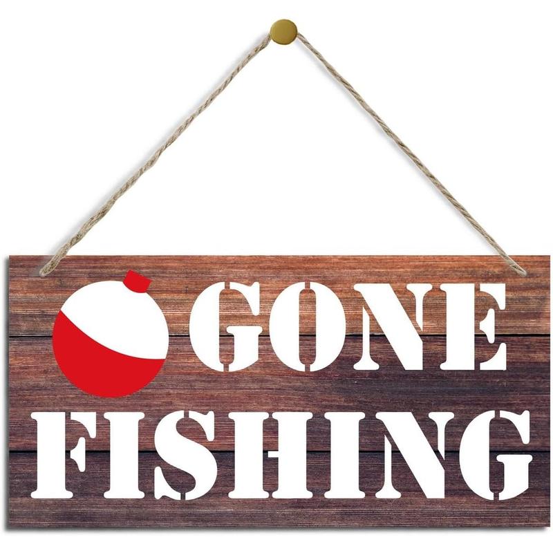 Fishing Signs, Decorative Wood Hanging Wood Plaque, Rustic Door Sign, Wall Decor Art, Hanging Wood Sign, Farmhouse Decor, Lake House Decor, Fishing Lover Home Decor, Gone Fishing Sign