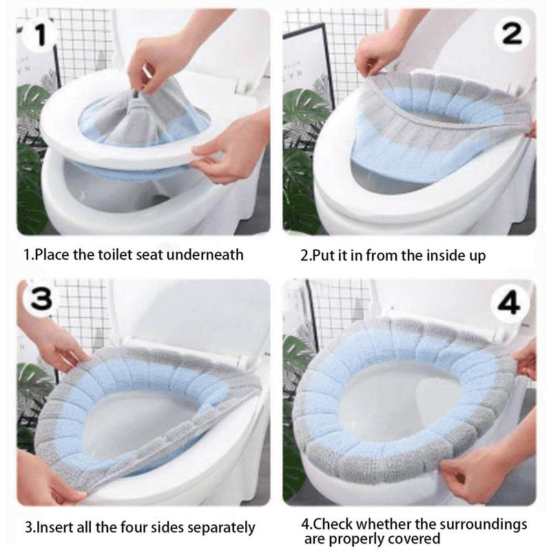 Two Tone Toilet Seat Cover, Soft Comfort Toilet Seat Cover With Handle, Bathroom Toilet Pad Cushion, Bathroom Accessories, Home Essentials