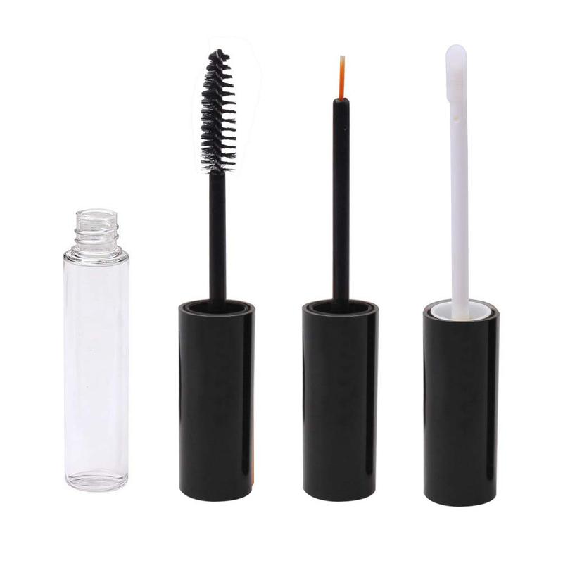 10ml Empty Mascara Tube, Eyeliner Tube and Lip Gloss Tubes, Black Eyelash Cream Container Bottle with Funnels Transfer Pipettes Stocking Stuffers for Women Christmas Gifts (3pcs)