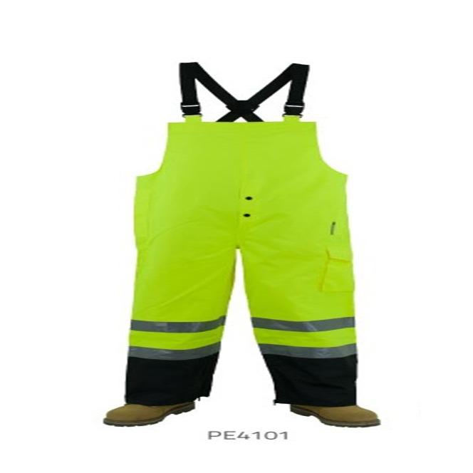 HI-VIS RAINWEAR BIB PANTS With Elastic suspenders with release buckles   High visibility reflective water resistant BIB PANTS