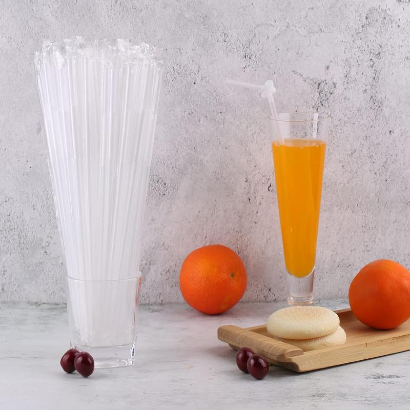 [Individually Wrapped] 100  Clear Flexible Plastic Straws, Disposable Bendy Straws, 10.2