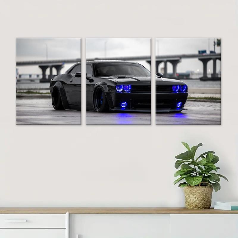 Car Pattern Canvas Painting with Frame, 3 Counts set Modern Wall Art, Wall Decor for Home Living Room Bedroom Study Room Office