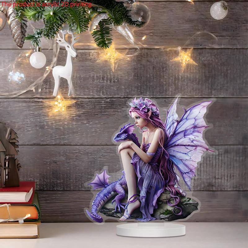 Dragon & Fairy Pattern Desktop Decoration, 1 Count Exquisite Desktop  Ornament, Durable Desktop Decoration Sign for Home Living Room Bedroom