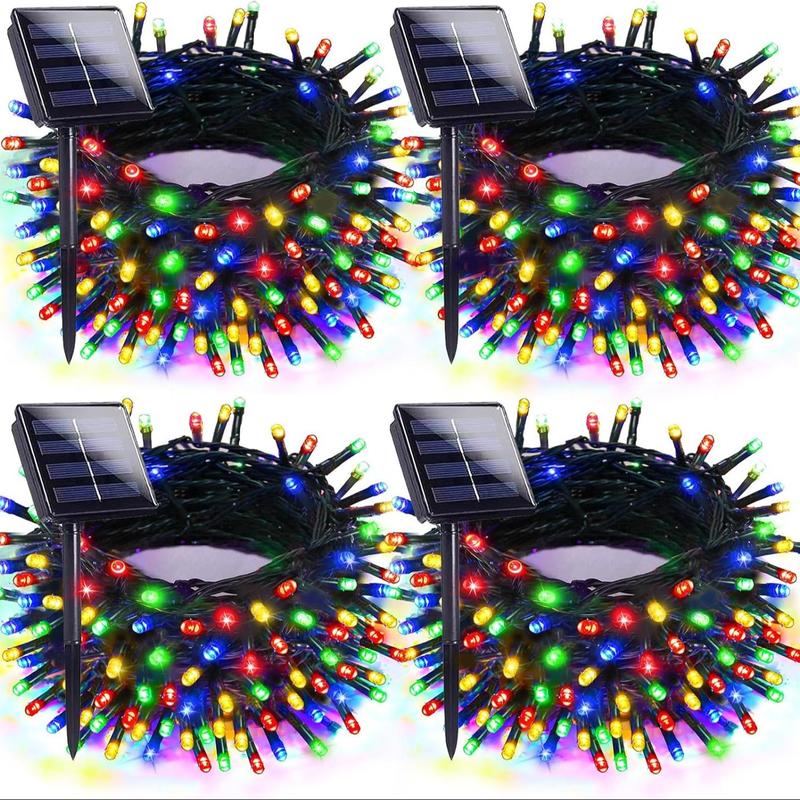 Solar Powered Christmas Lights, 4 Counts Multicolor Solar Outdoor Waterproof Led String Light, Decorative Light for Christmas Tree Party Wedding Garden