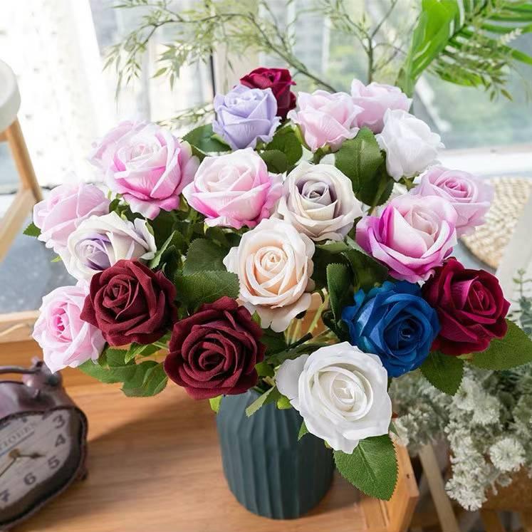 11pc Rose artificial flowers, living room decoration, shop decoration, wedding decoration, office decoration, household items, flower arrangement art, gifts, holiday gifts, Valentine's Day gifts.