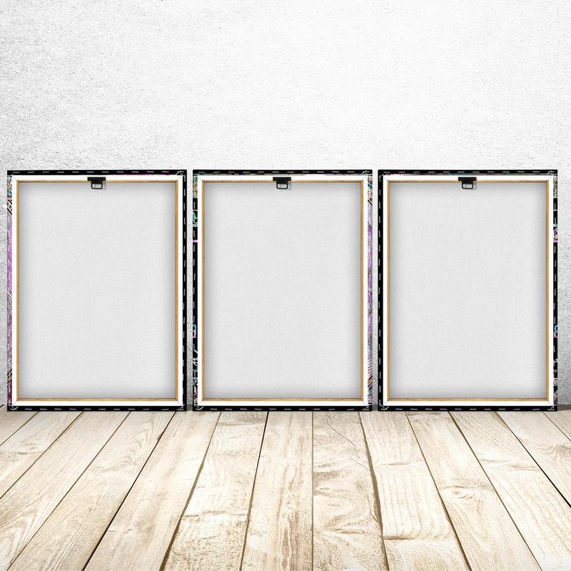 Wooden Framed Canvas Painting Set, 3 Counts set Currency Pattern Wall Art Decor, Canvas Art Wall Decor for Home Living Room Bedroom Office, Wall Art Painting  Room Decor