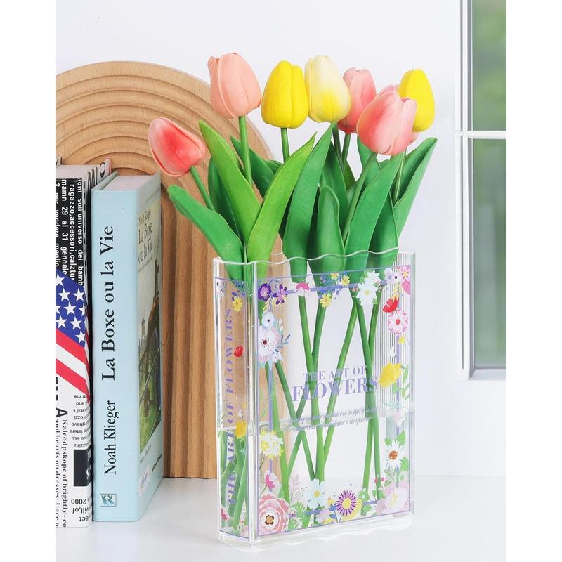 Book-Shaped Flower Vase, Book Lovers Gifts, Pink Vases for Wedding Decor Centerpieces & Must-Have for Home, Bookshelf,Bedroom & Table Premium Decor for Women Like Mothers Day (Pink)