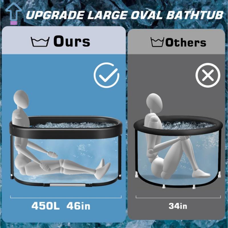 Upgrade XL Ice Bath Tub, 129 Gal Large, Aluminum Alloy Support, Cold Plunge for Athletes, Outdoor Use- Ideal for Recovery