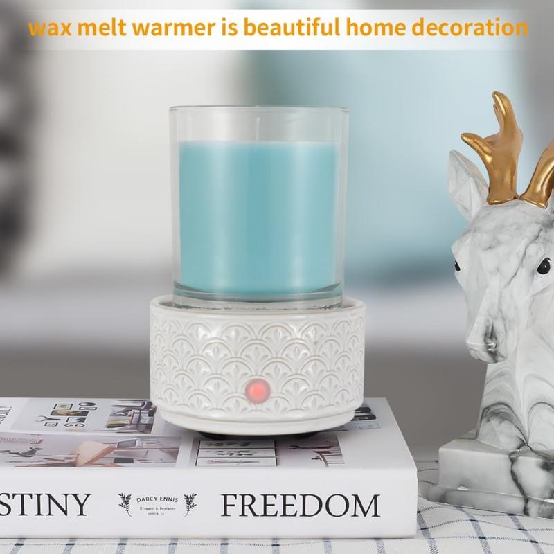 Ceramic Wax Melt Warmer - 3-in-1Electric Wax Warmer-Fragrance Candle Burner for Scented Wax Tarts and Essential Oils - Wax Melts as Gifts for Moms Grandma Women Girls White-Gray