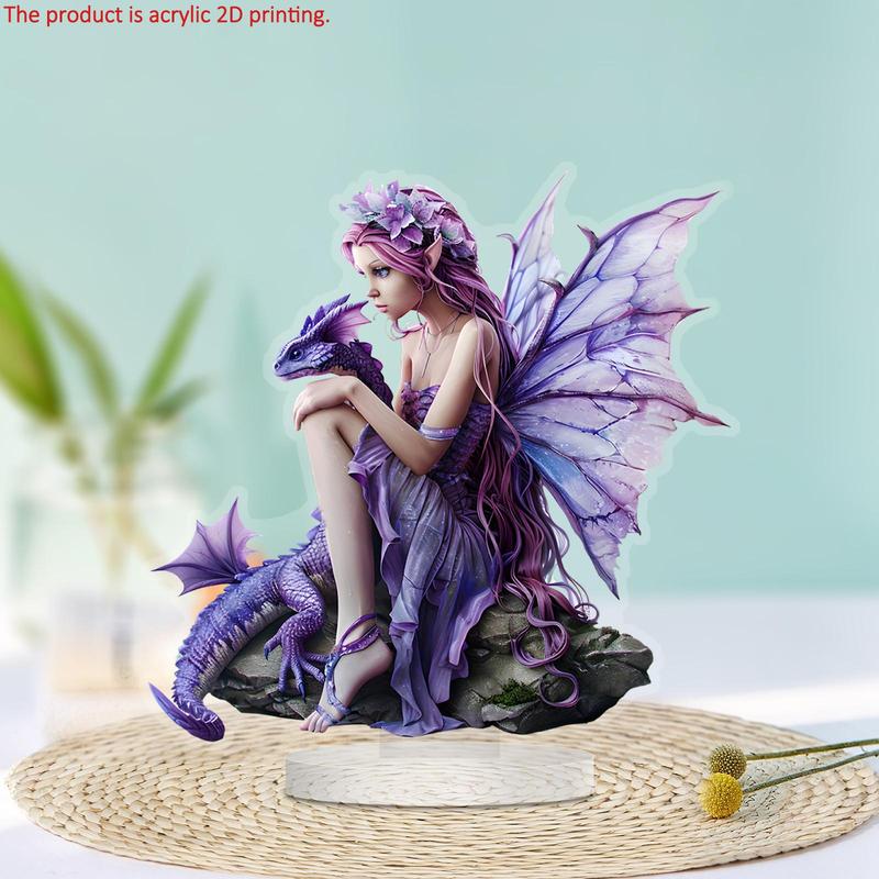 Dragon & Fairy Pattern Desktop Decoration, 1 Count Exquisite Desktop  Ornament, Durable Desktop Decoration Sign for Home Living Room Bedroom