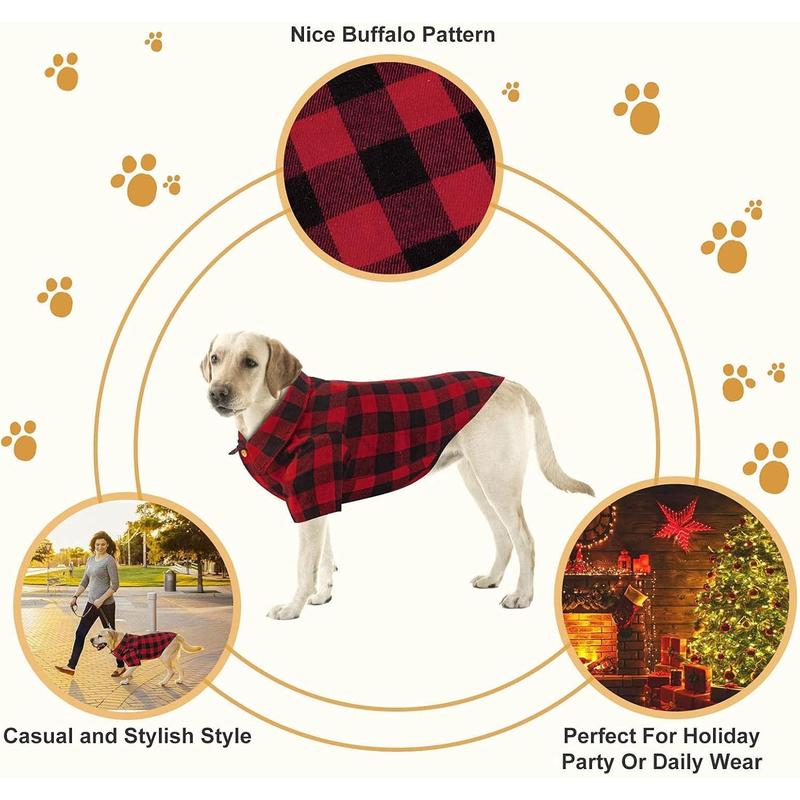 Plaid Dog Shirt Red Buffalo Dog Outfit Soft Casual Dog Clothes for Small Medium Large Dogs Puppy Cats Halloween Thanksgiving Christmas Costumes(M)