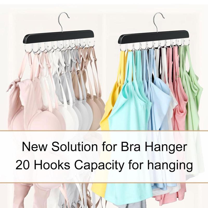 Wooden Bra Hanger, 1 Count 20 Hooks Capacity Foldable Bra Hanger, Space Saving Hanger for Dorm & Apartment