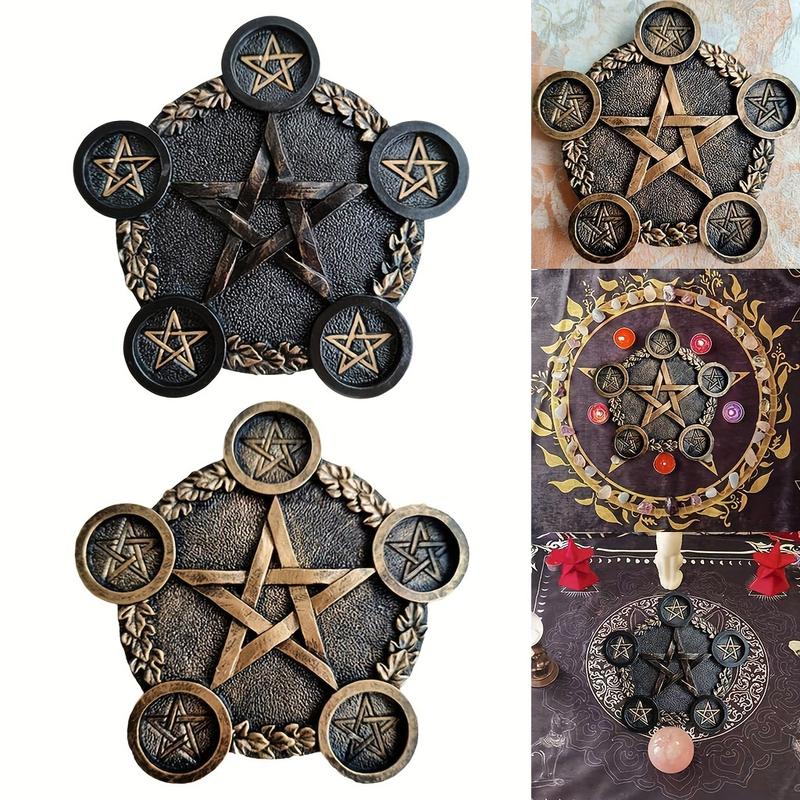 Resin Pentagram Altar Plate, Mystical Star Shape Tray, Occult Decor, Wall Art, Ritualistic Home Decor, Decor Supply