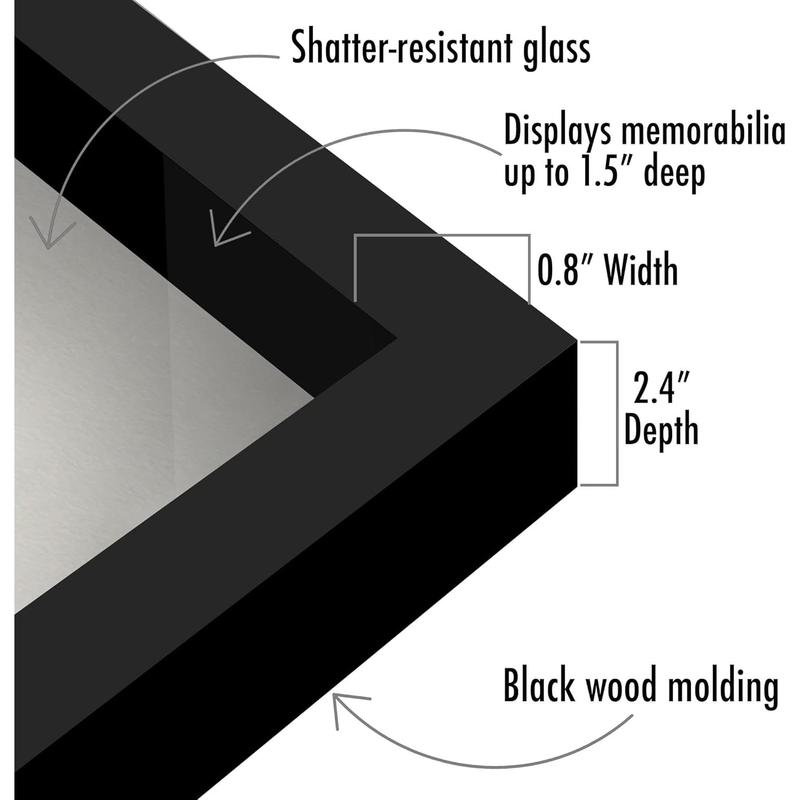 11x14 Shadow Box Frame with Shatter-Resistant Glass - Silhouette Collection - Large Shadow Box Display Case for Tabletop and Wall Display - Black with Soft Linen Back