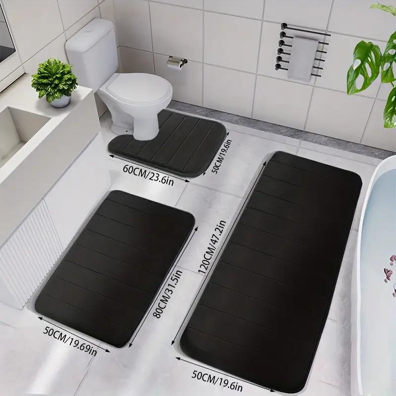 3pcs Plush Memory Foam Bath Mats - Soft, Fast Absorbent, Non-Slip, Washable, Comfortable, Thickened Bath Rug for Shower Room, Kitchen, Laundry, Bedroom, Indoor Use - Bathroom Accessories