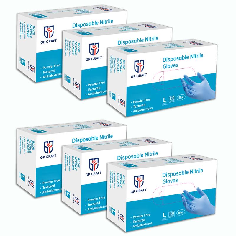 GP Craft Blue Nitrile standard disposable gloves, 4mil , powder - and latex-free good elasticity, wear resistant,  Cleaning Household