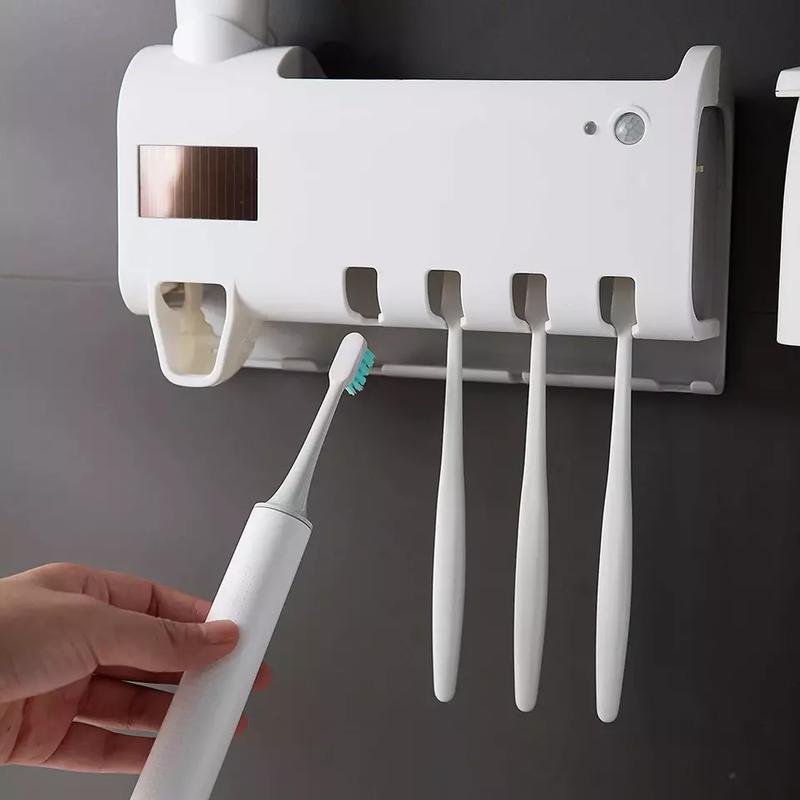 UV Light Sterilizer Toothbrush Holder Cleaner & Automatic Toothpaste Dispenser Pack Waterproof