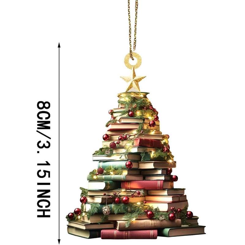 Creative Cartoon Design Ornament, 1 Count 2D Acrylic Christmas Decoration for Bookshelf Library Festive Party