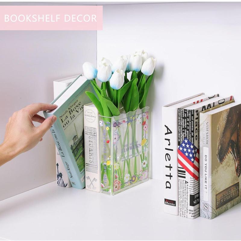 Book-Shaped Flower Vase, Book Lovers Gifts, Pink Vases for Wedding Decor Centerpieces & Must-Have for Home, Bookshelf,Bedroom & Table Premium Decor for Women Like Mothers Day (Pink)