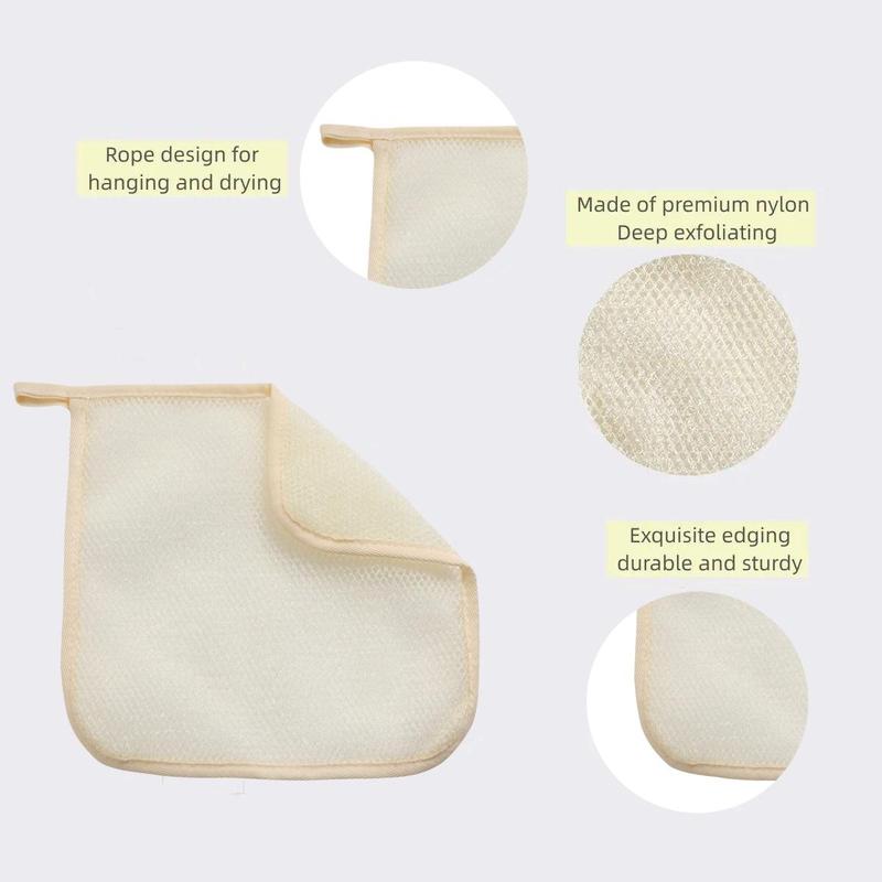 2 3 4pcs set Square Exfoliating Towel, Shower Washcloth, Bathroom Accessories For Home & Travel