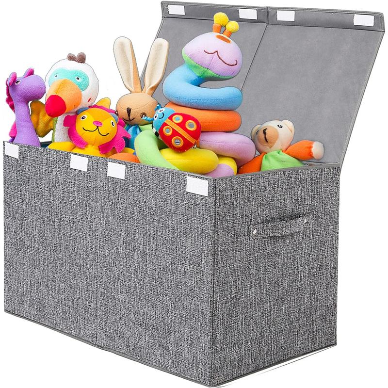 Large Toy Box Chest with Lid, Collapsible Sturdy Toy Storage Organizer Boxes Bins Baskets for Kids, Boys, Girls, Nursery, Playroom, 25