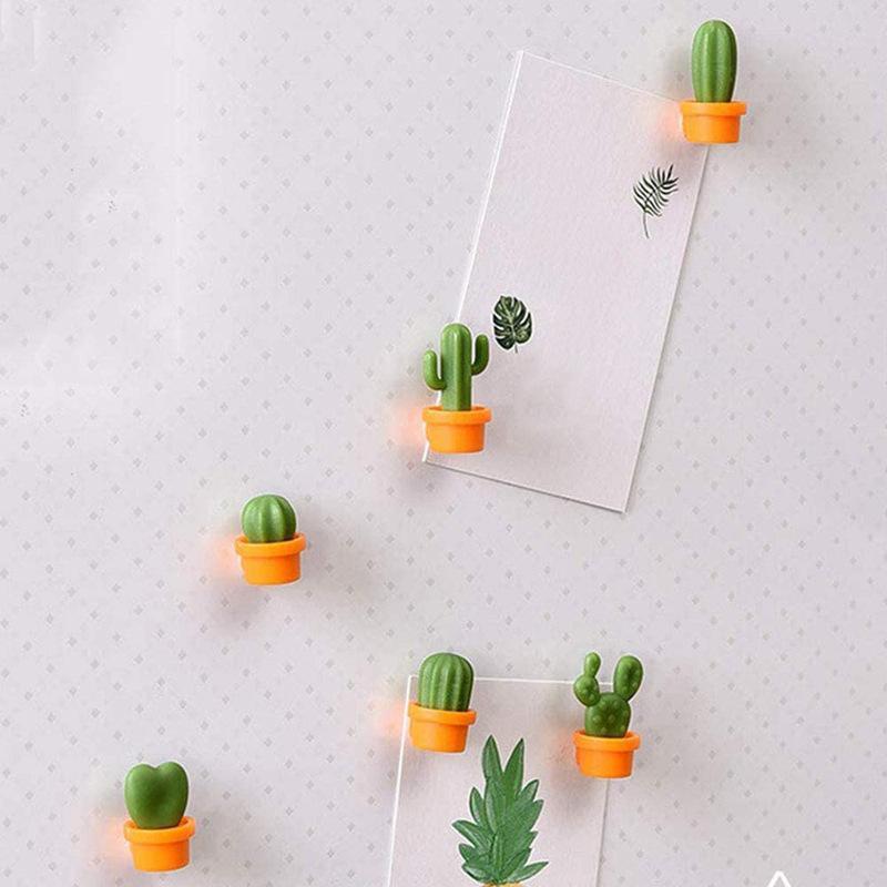 Cactus Shaped Magnetic Message Sticker, 6counts pack Cute Mini Magnetic Message Sticker, Refrigerator Magnet for Home Kitchen