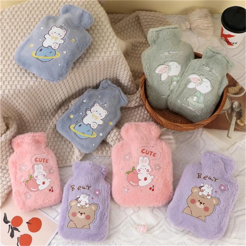 Hot Water Bag Thick Plush Cartoon 750ml Cute For Women Hand Warmer Hand Feet Winter Warm Hand Warmer Bags Portable