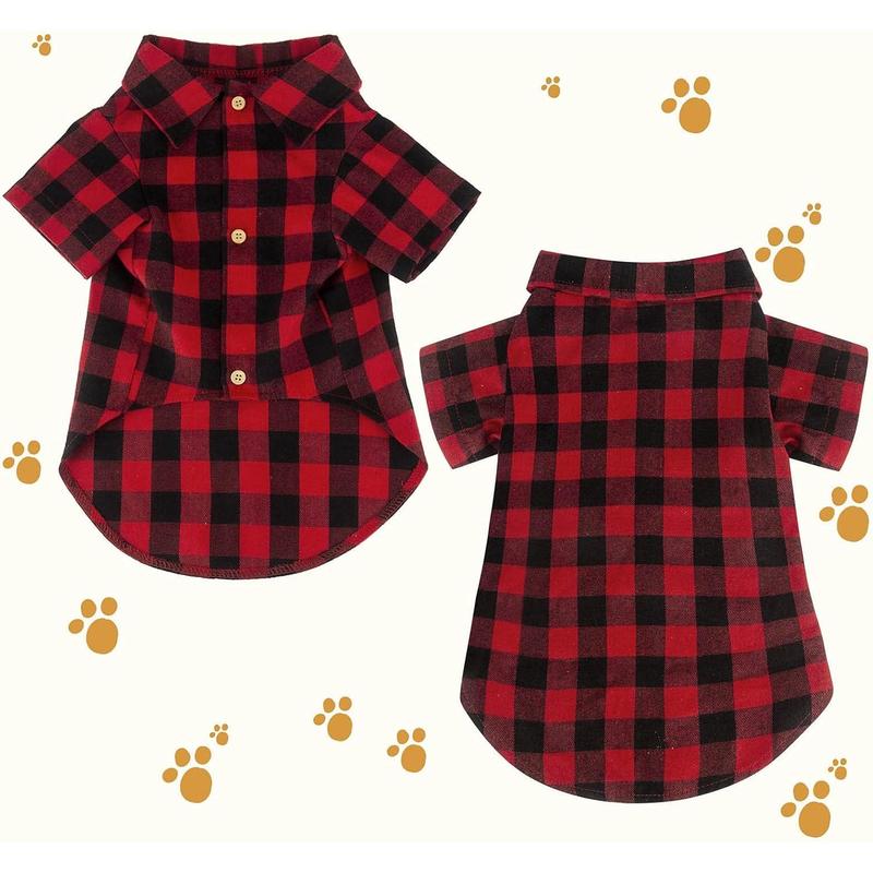 Plaid Dog Shirt Red Buffalo Dog Outfit Soft Casual Dog Clothes for Small Medium Large Dogs Puppy Cats Halloween Thanksgiving Christmas Costumes(M)