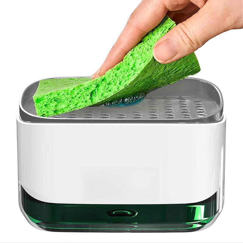 2-in-1 Dish Soap Dispenser with Sponge Holder - dishwashing Liquid Dispenser for Kitchen -  Kitchen Gadgets 2023 - Sink Countertop Organizer for Kitchen Sink