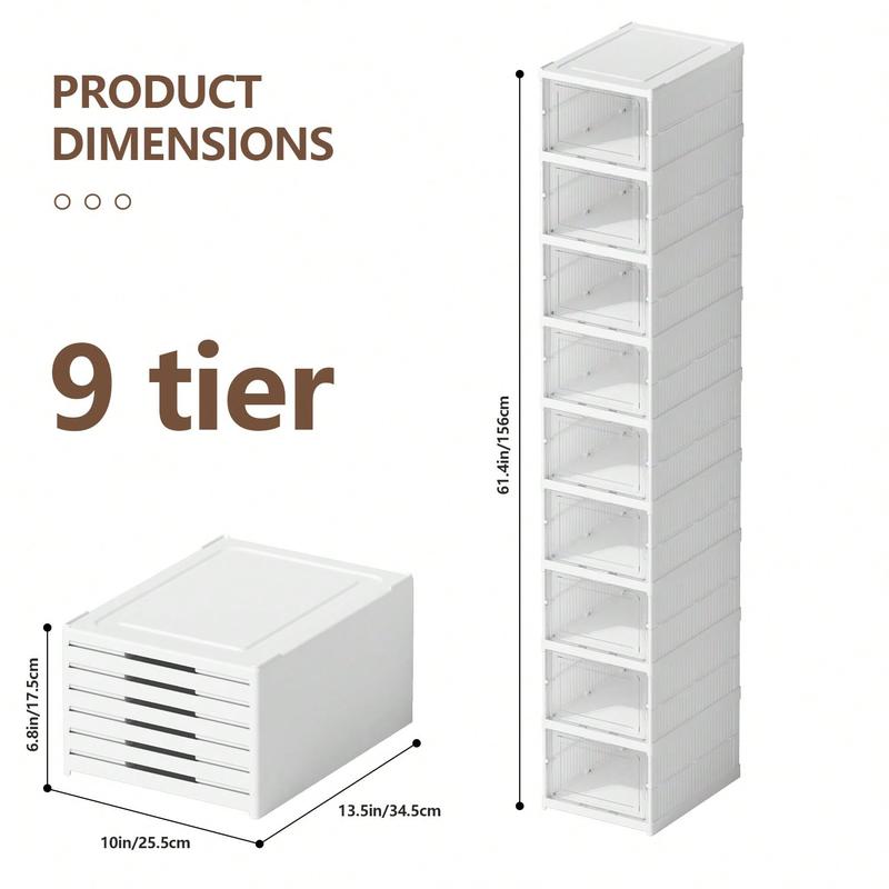 Portable Shoe Rack Organizer Stackable Sneaker Shoe Storage Cabinet With Clear Door Large Storage Containers Bins With Lids Boxes Collapsible Case