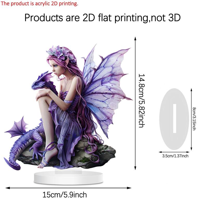 Dragon & Fairy Pattern Desktop Decoration, 1 Count Exquisite Desktop  Ornament, Durable Desktop Decoration Sign for Home Living Room Bedroom