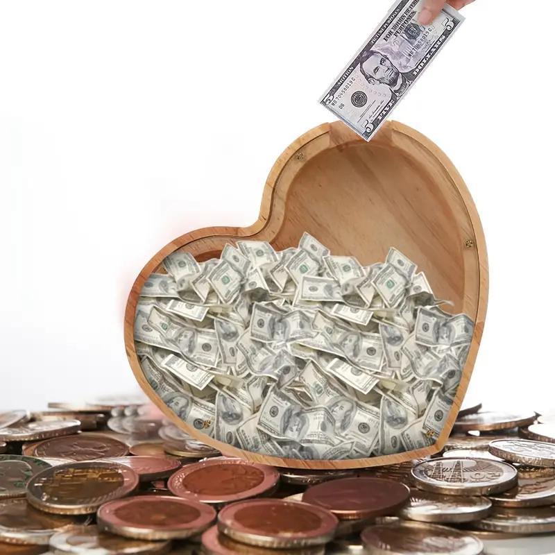 Heart Shaped Money Box, 1 Count Creative Money Saving Box, Desktop Decoration for Home Living Room Bedroom Study Room Office