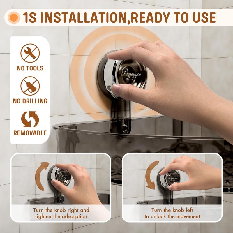 Fehokinch Suction cup Storage Holders & Racks, Space-Saving home supplies, suction cup shelf, wall-mounted bathroom floating shelf, shower dispenser soap organizer, corner shower caddy apply in bathroom washroom sink kitchen, easy install removal