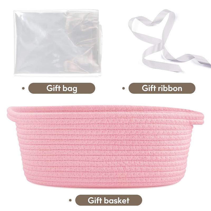 Small Woven Basket with Gift Bags and Ribbons Durable Baskets for Gifts Empty Small Rope Basket for Storage 12