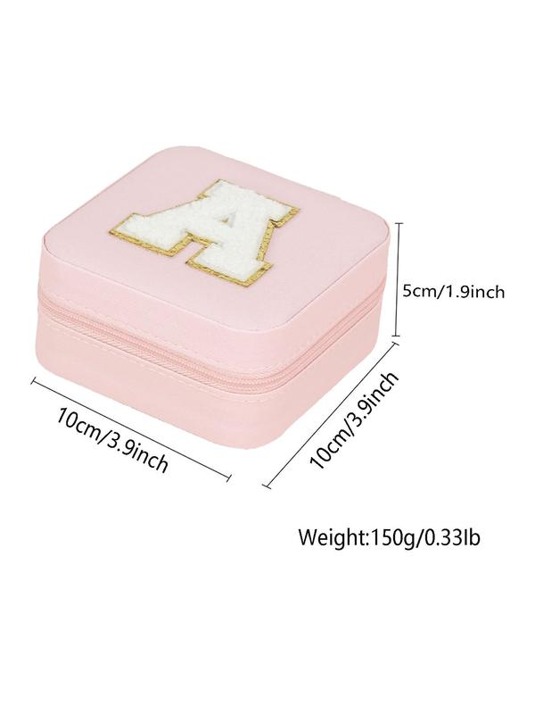 Portable Jewelry Box with Mirror for Gift, Summer Stylish Sequin Decorated Letter Pattern Jewelry Organizer, Cute Zipper Jewelry Storage Box for Women and Girls As Gift, Jewelry Case Room Accessories