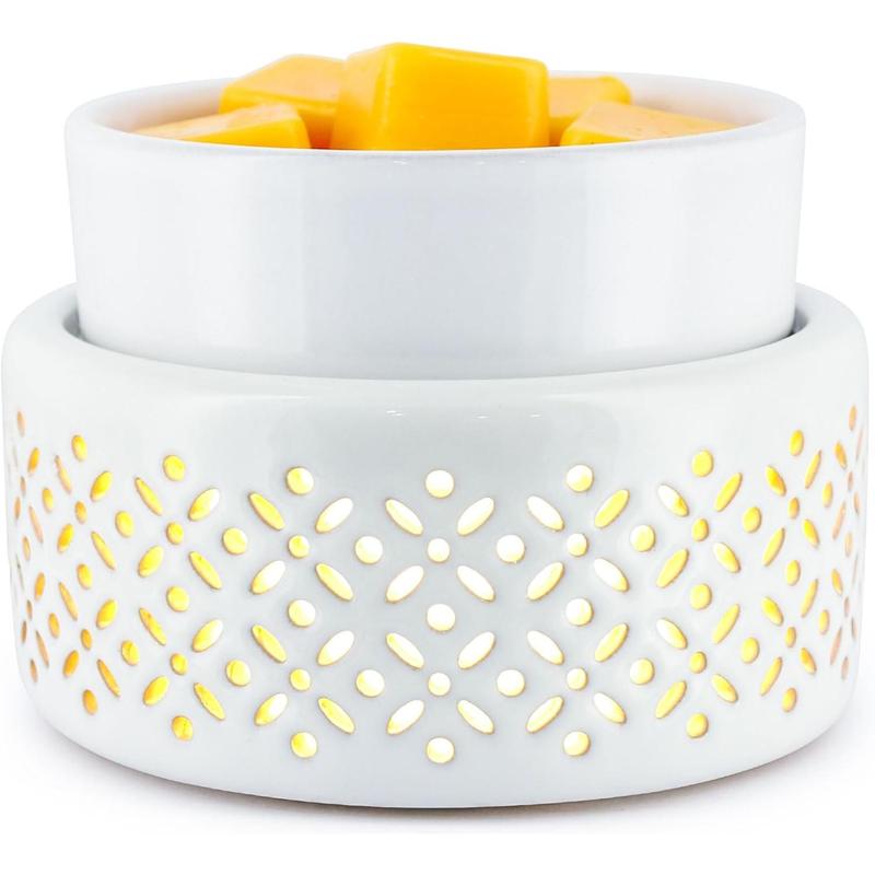 Ceramic Wax Melt Warmer - 7 Colors Changing LED Light Candle Wax Warmer for Scented Wax, Electric Fragrance Wax Melter for Home, Office, Bedroom Decor, and Gifts Ornaments Decoration