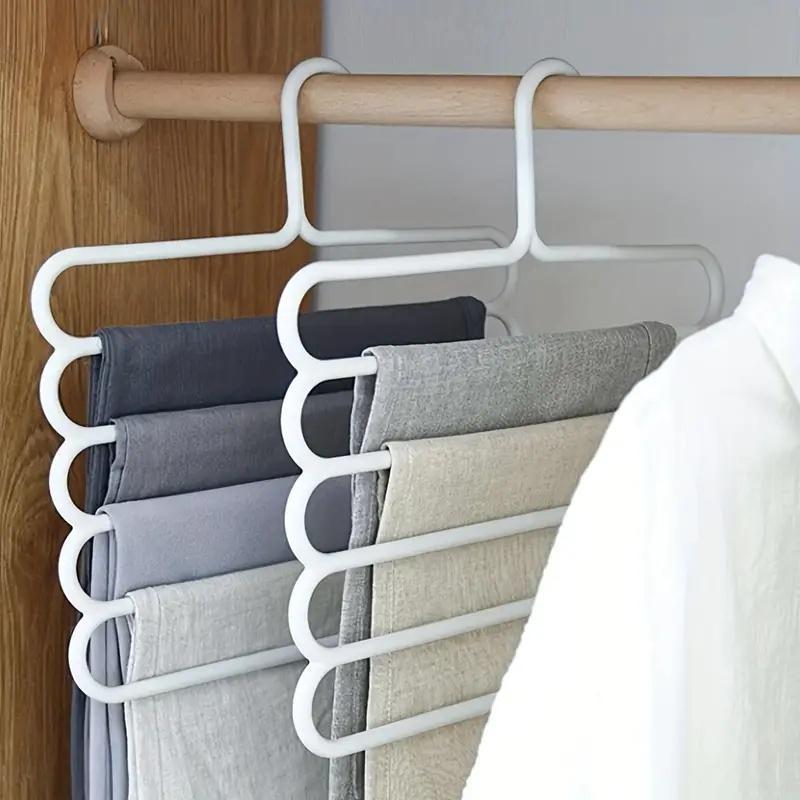 Multi-layer Pants Hanger, 5 Counts Non-slip Clothes Hanger, Multifunctional Clothes Storage Rack for Home Wardrobe, Home Organizers