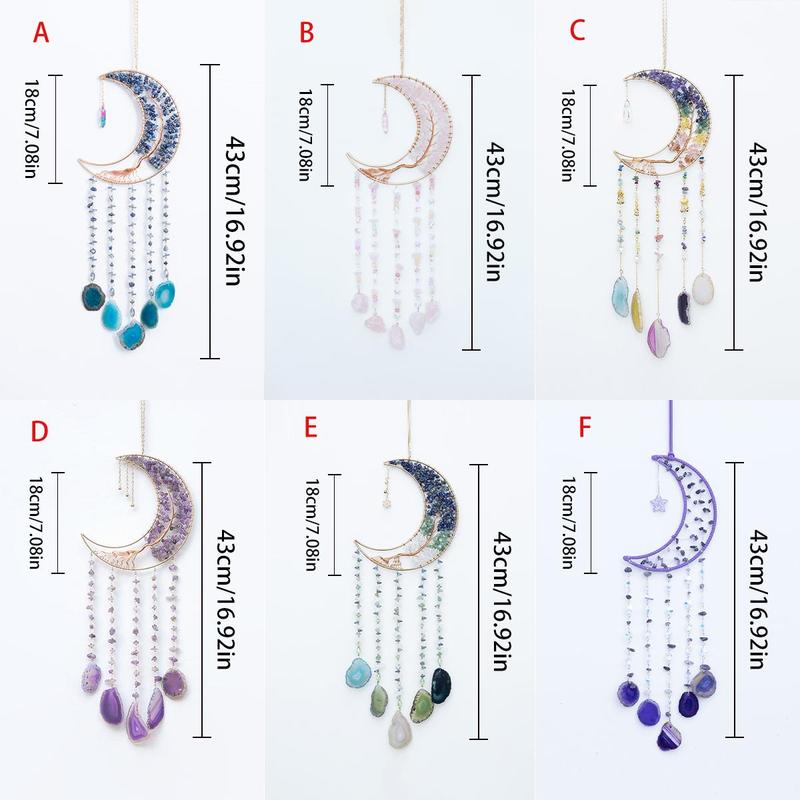 Creative Moon Design Hanging Decor, 1 Count Artificial Crystal Dream Catcher with Pendant, Hanging Decoration for Home Living Room Outdoor Indoor Window