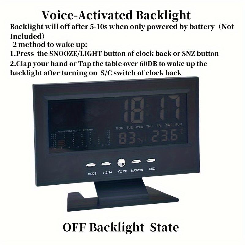 1pc Voice Controlled Digital Weather Station Clock - Large Backlit Display, Accurate Temperature & Humidity Readings, 12 24 Hour Format, Weather Forecast, USB Powered - Perfect for Home or Office Use Decor Plastic