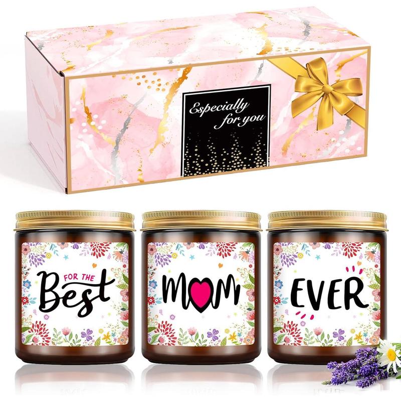 Gifts for Mom from Daughter Son Birthday Gifts for Mom, Mom Gifts, Mothers Day Gifts for Mom, Christmas Gifts for Mom Best Mom Ever Candles Gifts 6.3oz x 3 Candle Gift Set