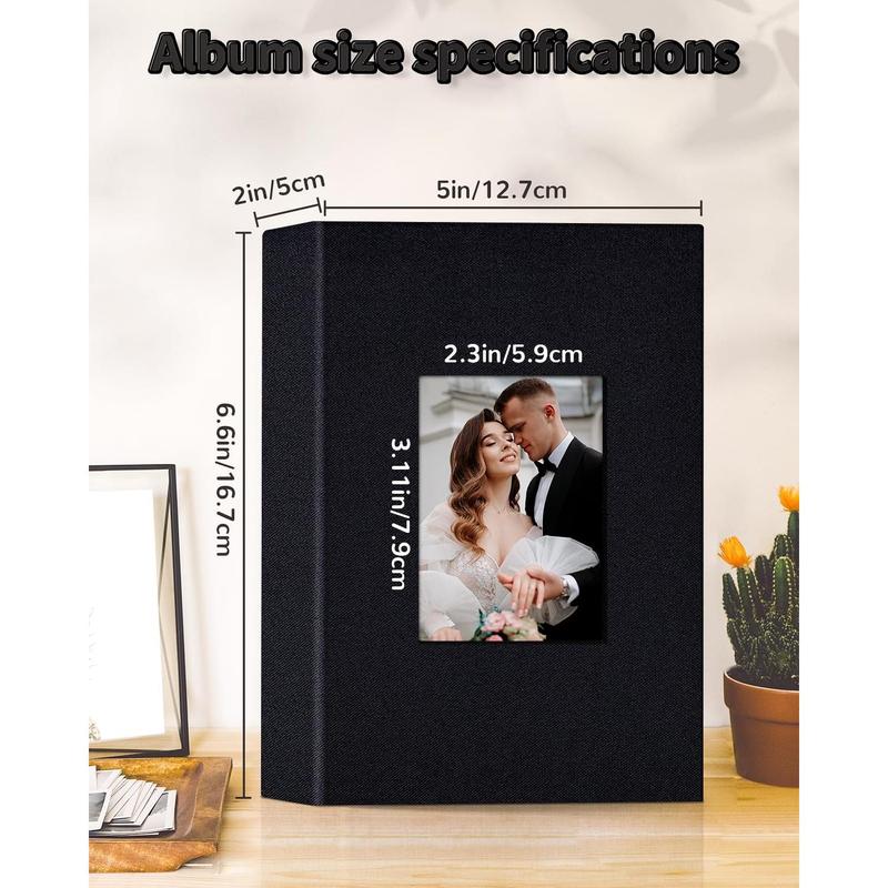 1pc Photo Album 4x6in with 100 300 600 Pockets,Slip-in Picture Albums,Linen Cover Memory Book with Front Window,White Page Vertical Photo Book for Wedding,Family,Anniversare,Baby,Vacation Decor beetlejuice frame