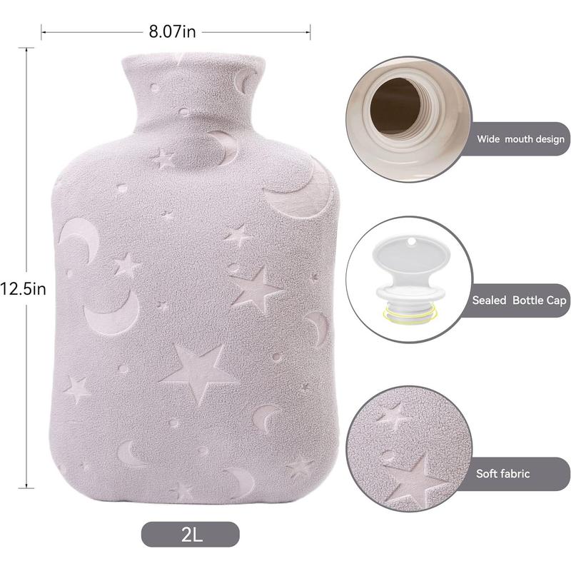 Hot Water Bottle with Soft Cover, 2L Hot Water Bag for Menstrual Cramps, Neck and Shoulder Pain Relief, Hot and Cold Therapies, Hand Feet Warmer, Blue