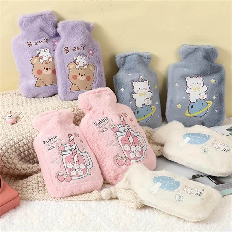 Hot Water Bag Thick Plush Cartoon 750ml Cute For Women Hand Warmer Hand Feet Winter Warm Hand Warmer Bags Portable