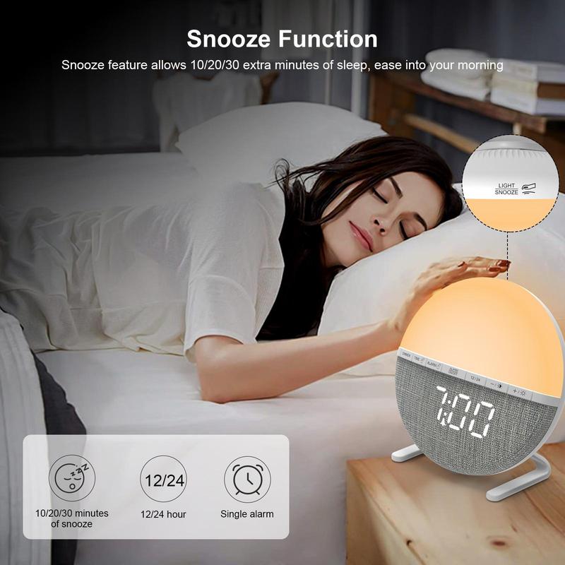 Sunrise Alarm Clock, 1 Count Digital Clock with Night Light, Modern Design Electronic Clock for Home Office, Home Decoration