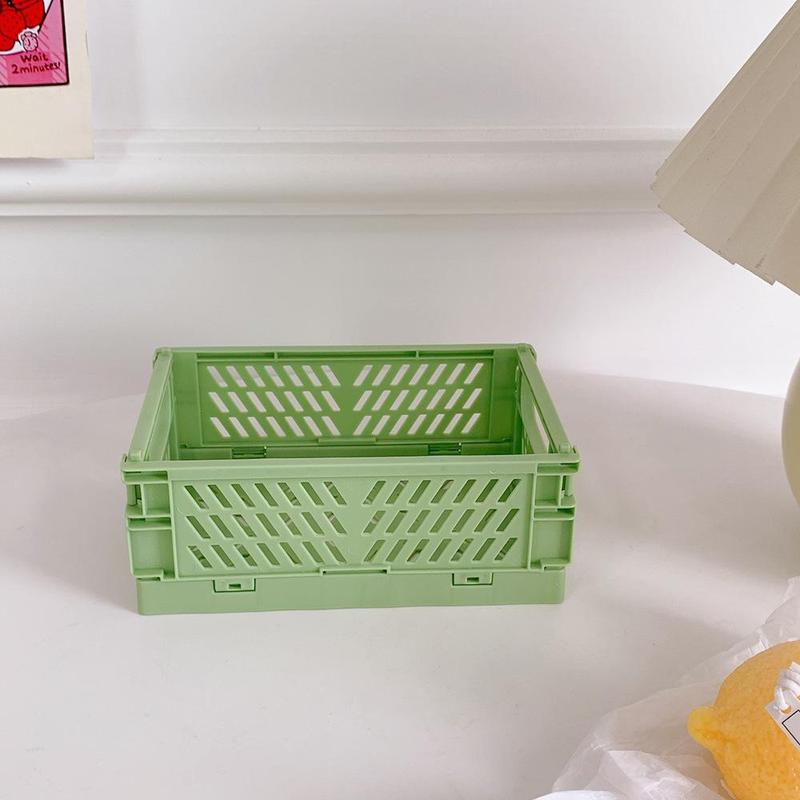 Foldable Storage Stationery Organizer, 1 Count Square Desktop Plastic Storage Basket, Durable Storage Tools for Stationery