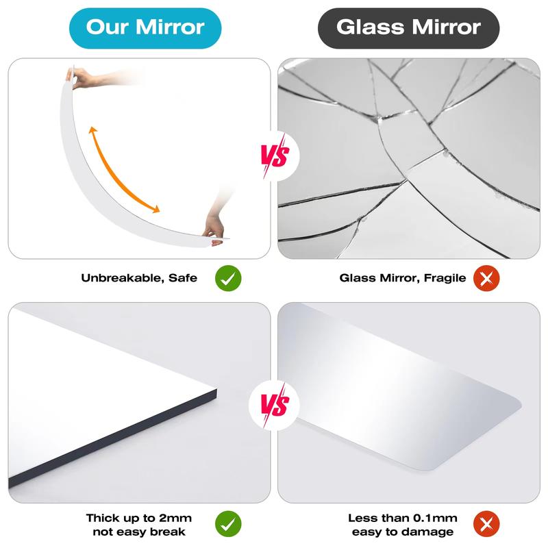 Full Length Mirror,Acrylic Soft Mirror,High Definition Soft Mirror, A Seamless Full-Length Mirror, Suitable for Your Home Porch,Living Room, Bedroom, Home Gym，Hd mirror (2 pieces) (Lagre 47.25